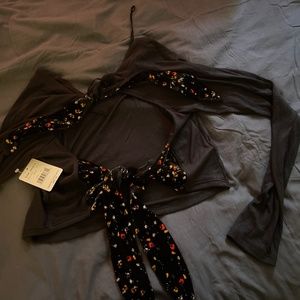 Free people long sleeve open back crop